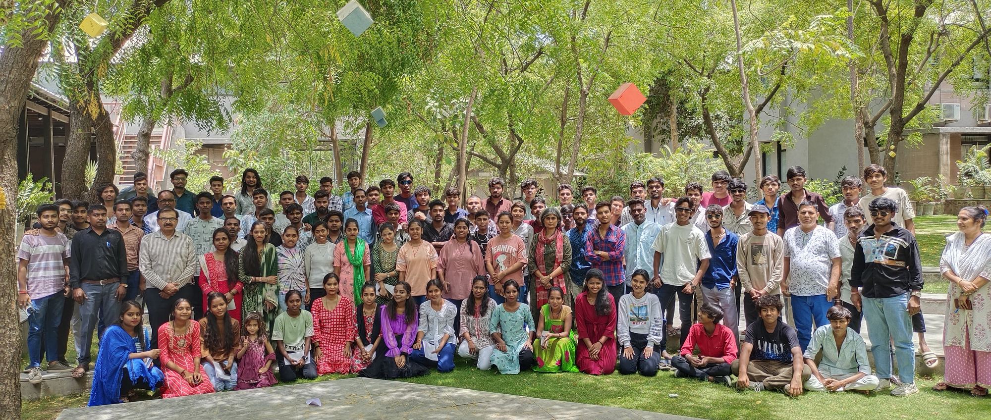 A large group of young people from the community at a Manav Garima Foundation gathering